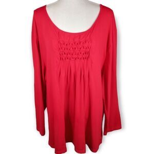 JUST MY SIZE RED LONG SLEEVE TOP SZ.4X EUC